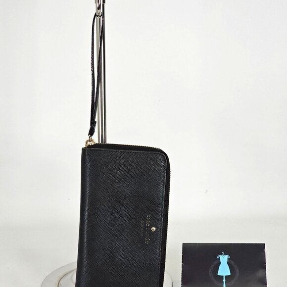 kate spade Handbags - Kate Spade Women's Saffiano Black Leather Zip-Around Wristlet Wallet 133